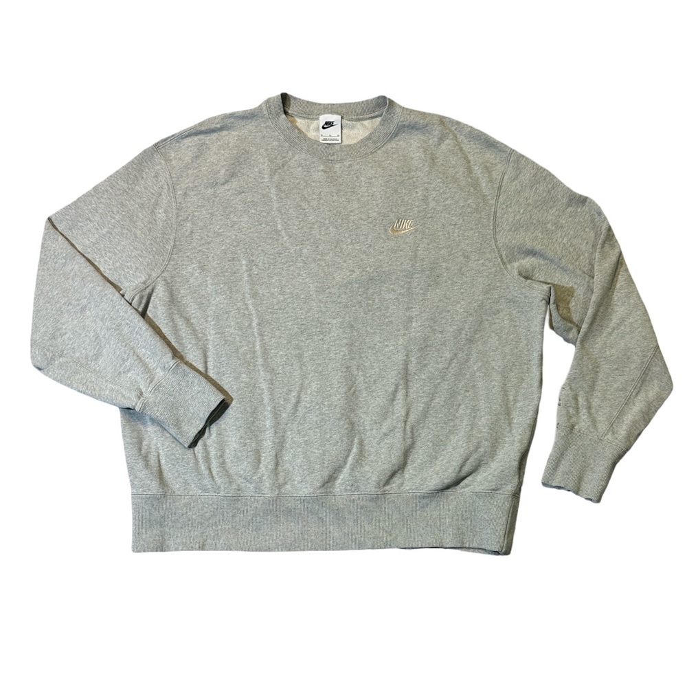 Nike mens XL gray heather French terry 100% cotton crewneck sweatshirt EUC